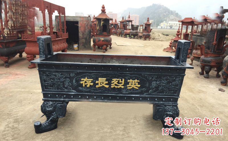 福建寺庙香炉铜雕 (4)