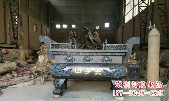 福建寺庙香炉铜雕_2