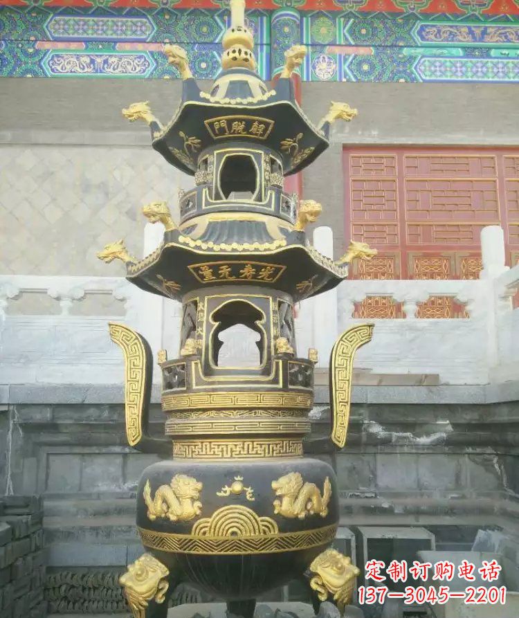 福建寺庙香炉铜雕_1
