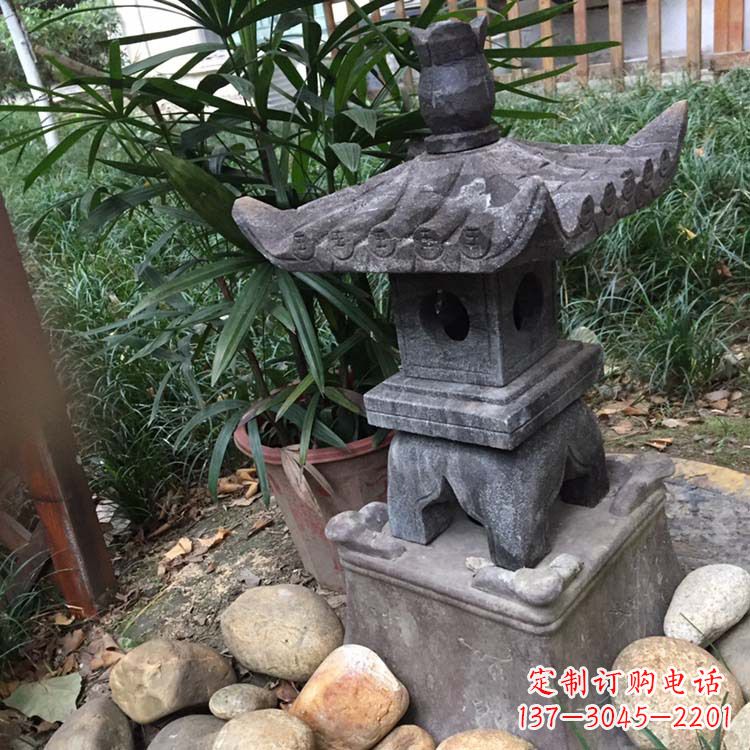 福建寺庙园林青石做旧仿古石灯