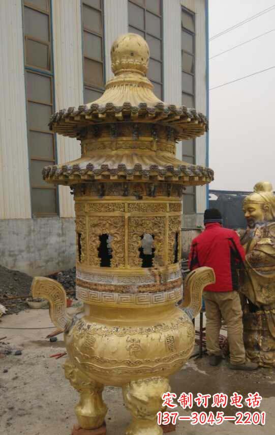 福建寺庙香炉铜雕塑