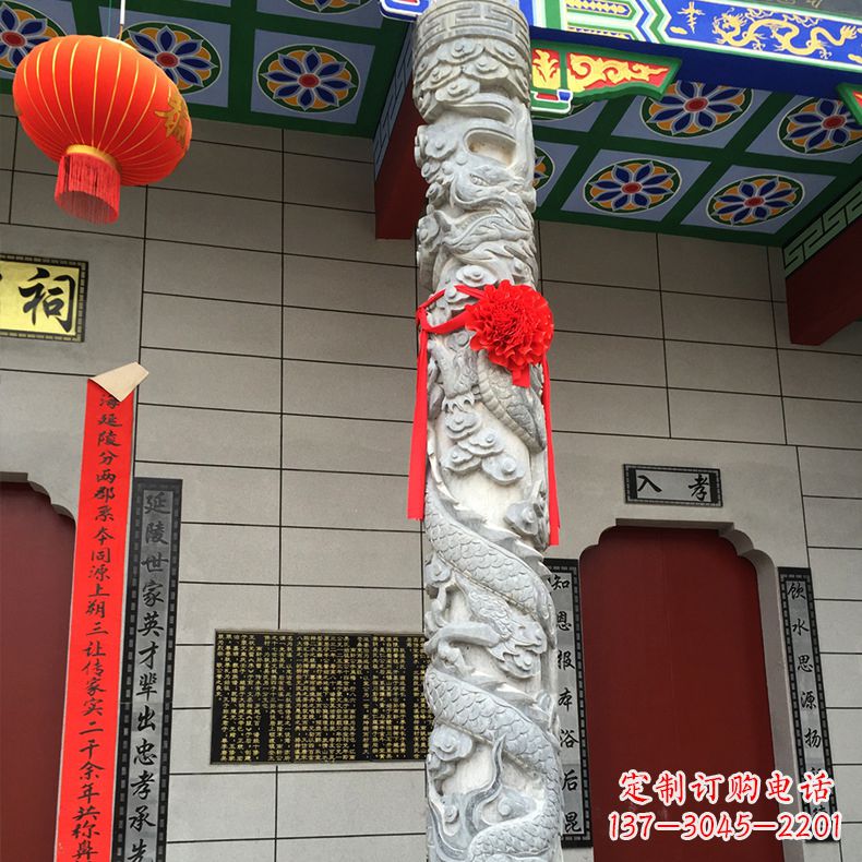 福建寺庙宗祠石材龙柱雕塑