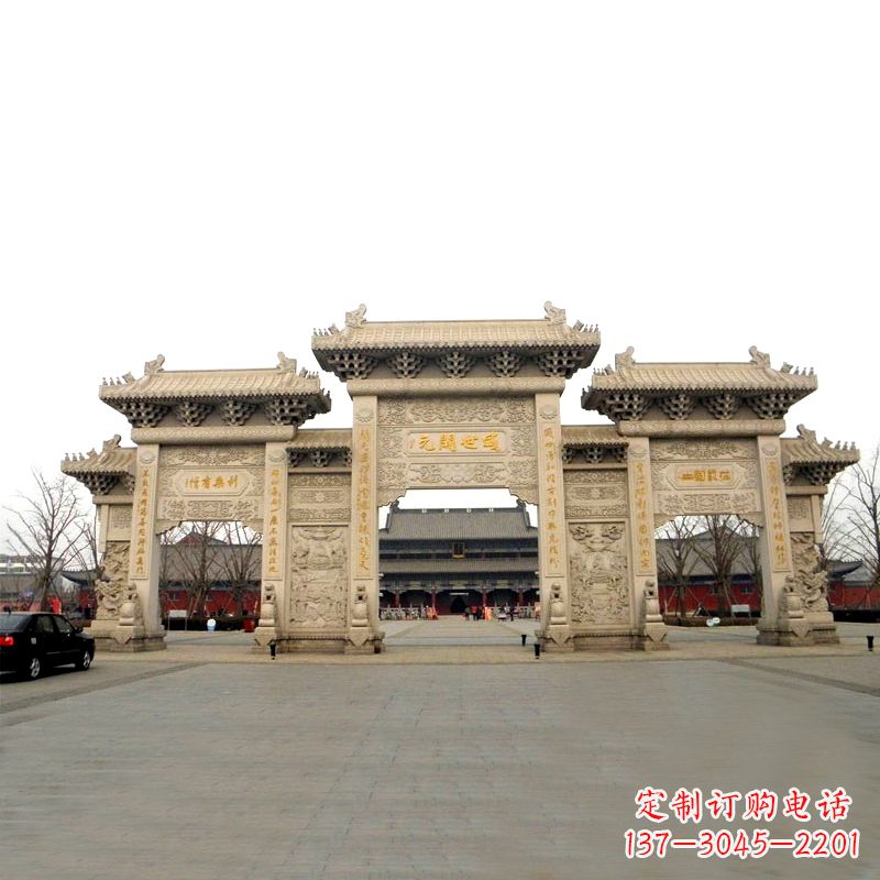 福建寺院景区石雕牌坊