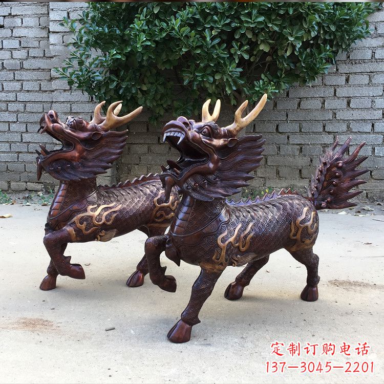 福建送子麒麟铜雕塑