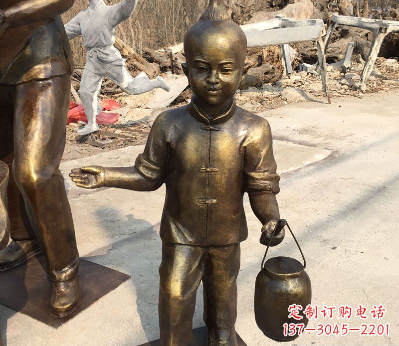 福建提灯笼的小男孩铜雕