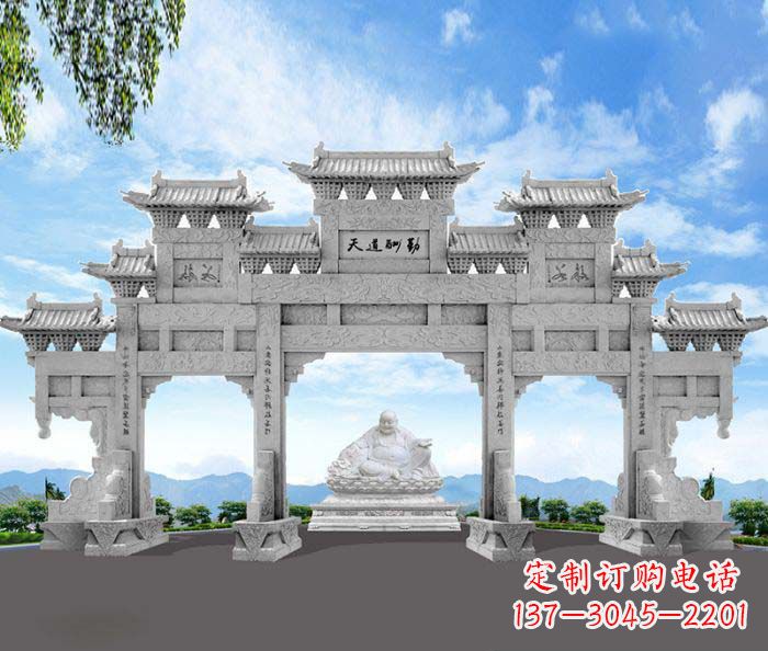 福建天道酬勤三门牌坊石雕