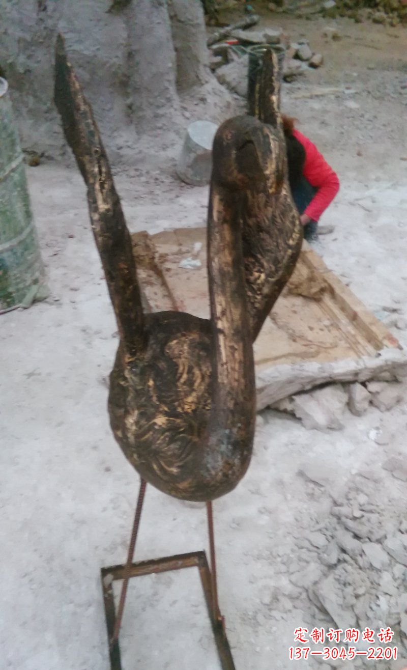 福建天鹅动物铜雕 (2)