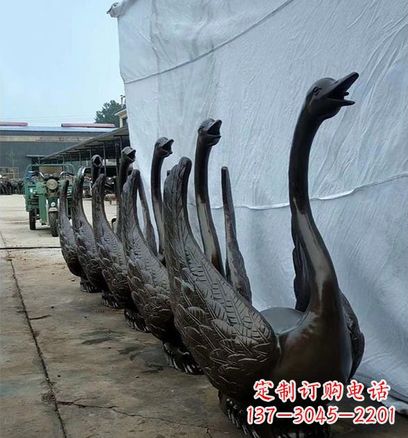 福建天鹅喷泉铜雕,园林喷泉水景流水组件