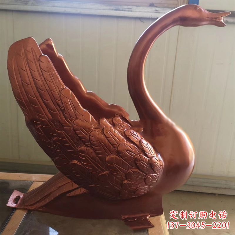 福建天鹅铜雕塑,喷泉吐水天鹅装饰摆件
