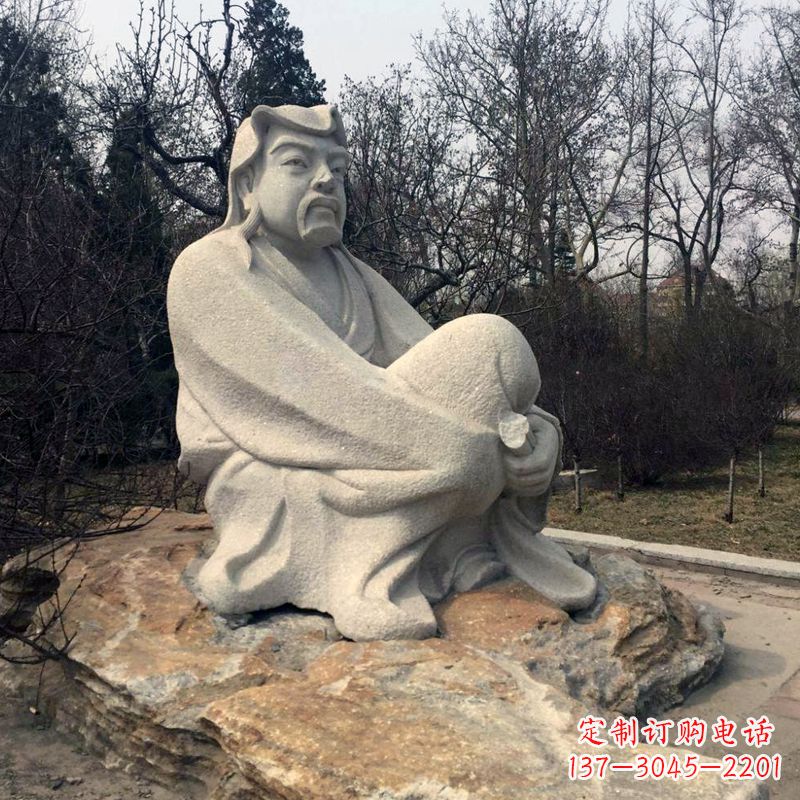 福建田园诗派鼻祖陶渊明公园园林石雕坐像