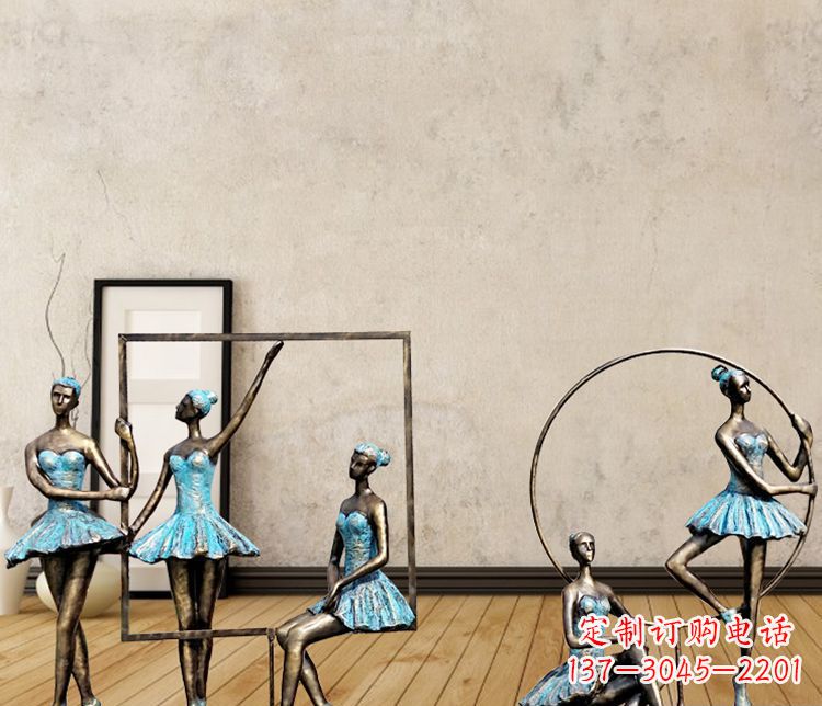 福建跳芭蕾舞的女孩和相框铜雕
