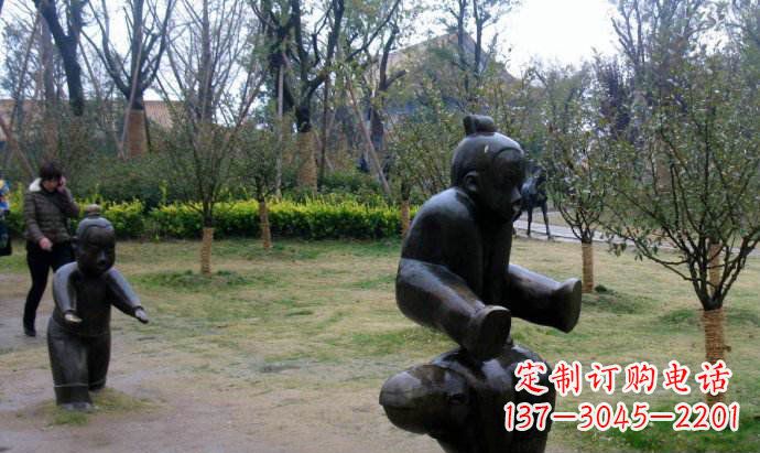 福建跳山羊公园人物铜雕