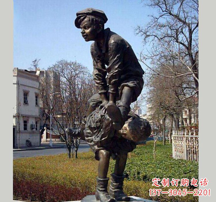 福建跳山羊人物铜雕