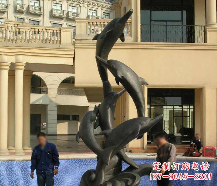 福建跳跃海豚景观铜雕