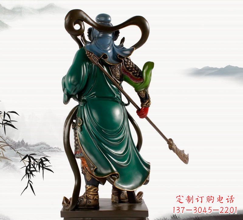 福建铜雕彩绘武财神关公