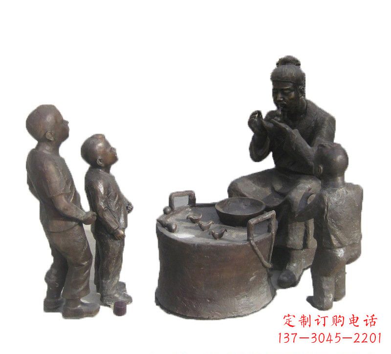 福建铜雕吹糖人的古代人物