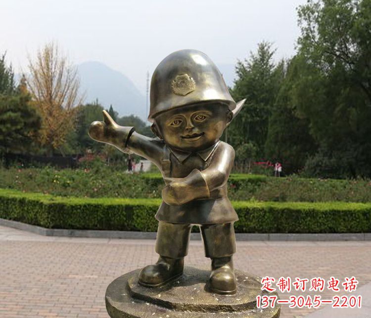 福建铜雕儿童交通警察