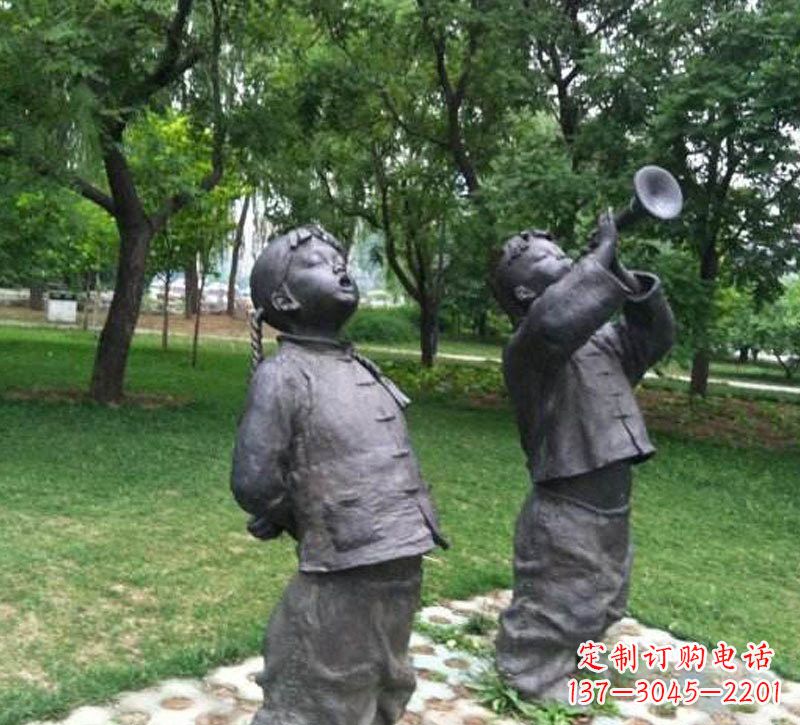 福建铜雕儿童吹唢呐