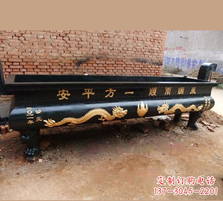 福建铜雕风调雨顺方形香炉