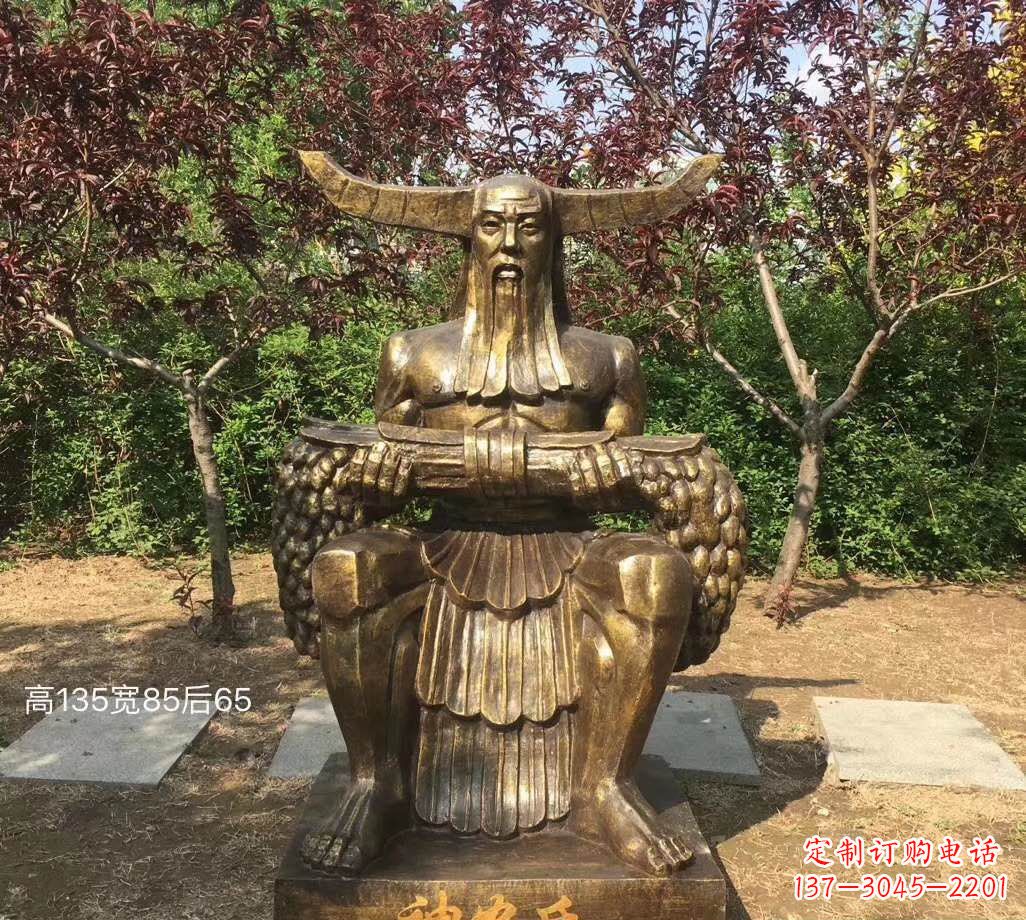 福建铜雕古代神农氏人物雕塑
