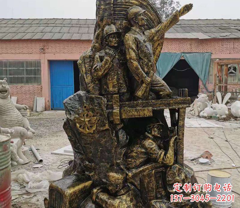 福建铜雕广场解放战士雕塑