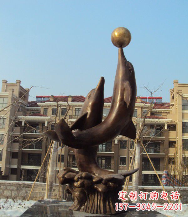 福建铜雕海豚雕塑 (2)