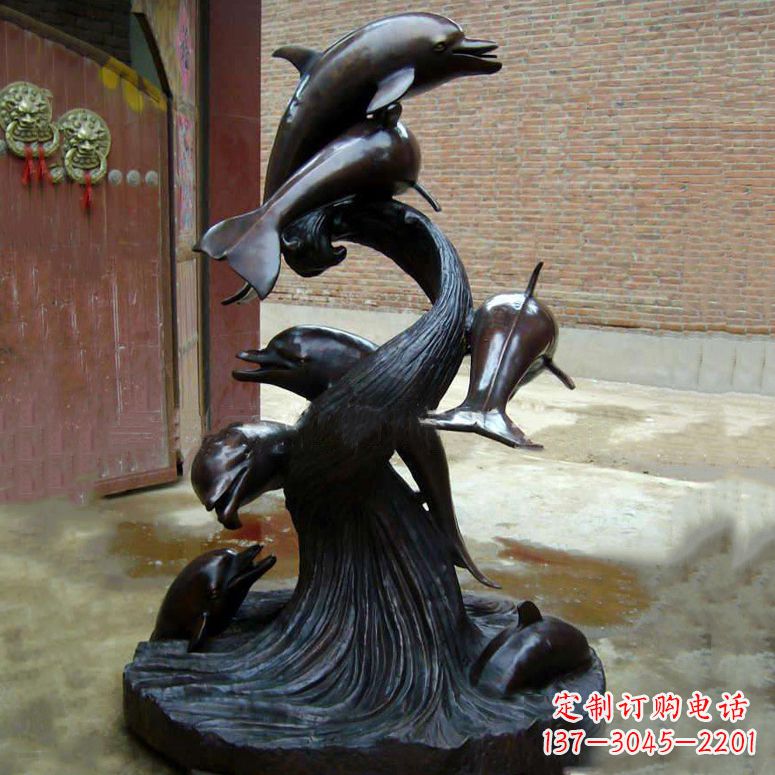 福建铜雕海豚景观雕塑