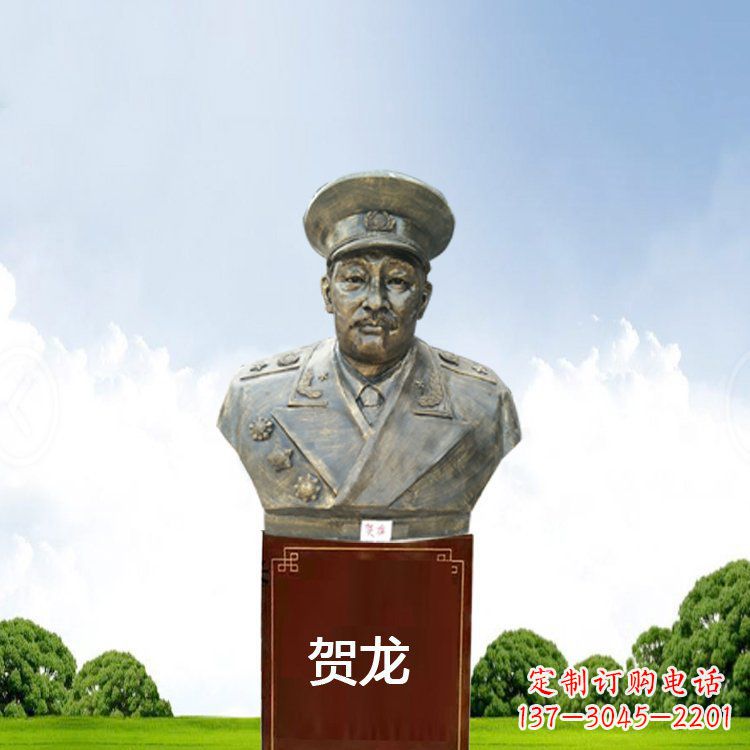 福建铜雕贺龙头像