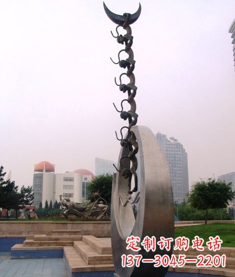 福建铜雕猴子捞月亮