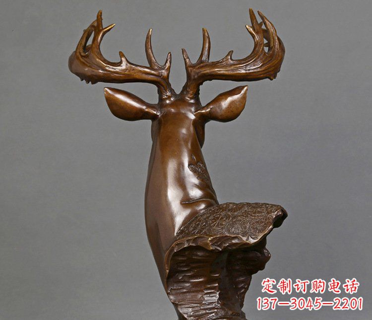福建铜雕吉祥招财鹿头雕塑摆件