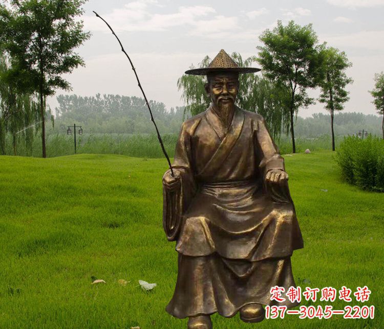 福建铜雕姜太公钓鱼