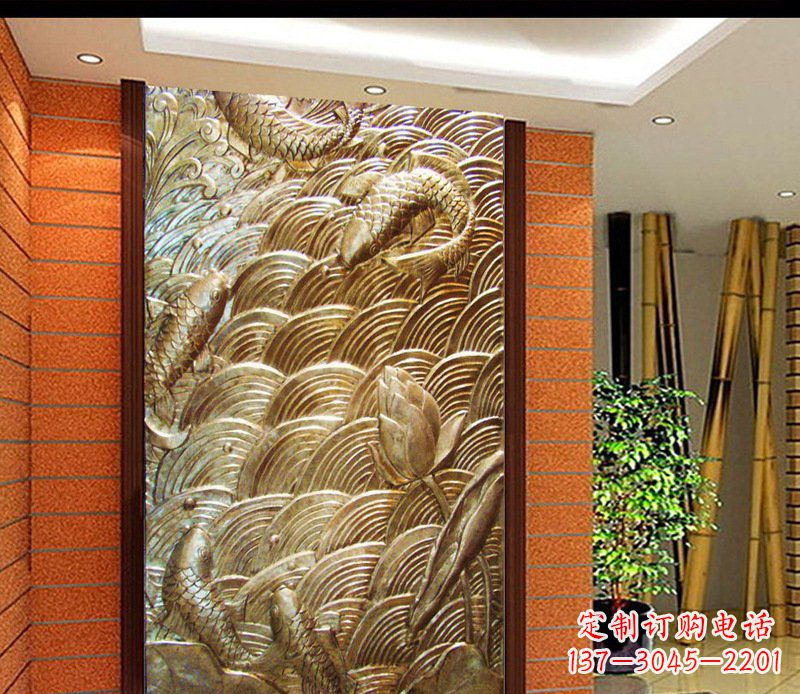 福建铜雕酒店锻造鲤鱼壁画景观摆件