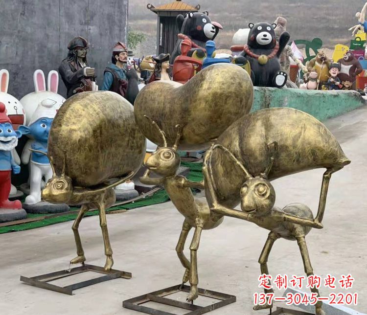 福建铜雕蚂蚁搬家雕塑