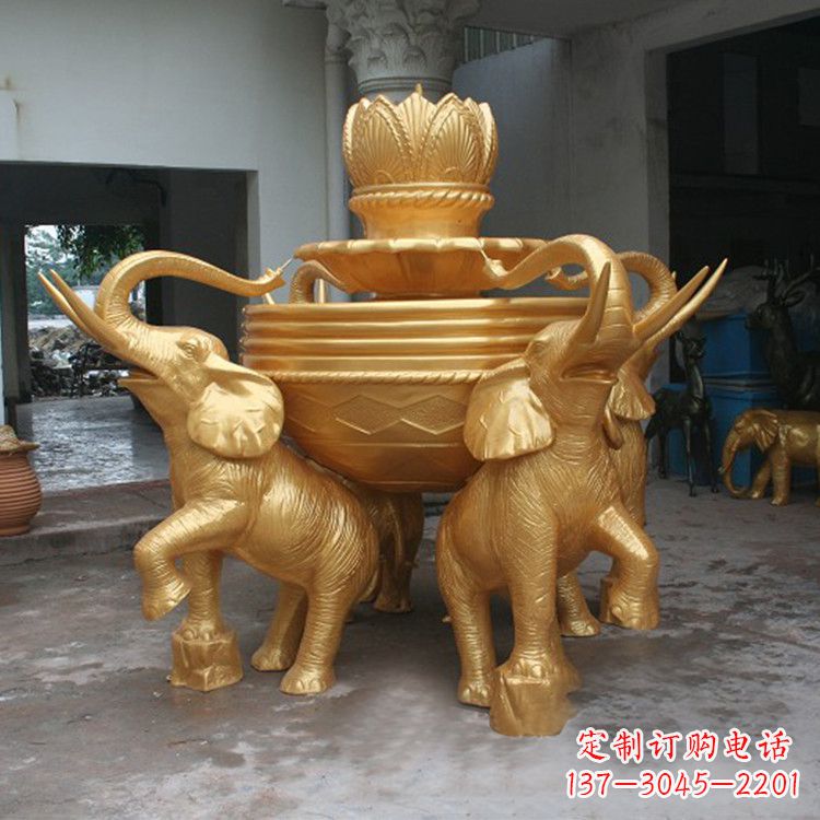 福建铜雕喷水大象雕塑
