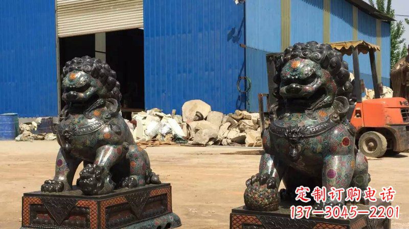 福建铜雕企业招财狮子雕塑摆件