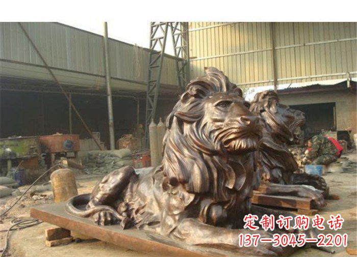 福建铜雕狮子公司门口雕塑