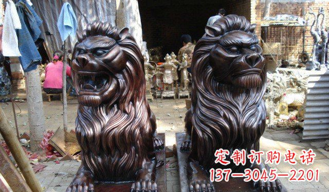 福建铜雕狮子公司门口雕塑 (2)