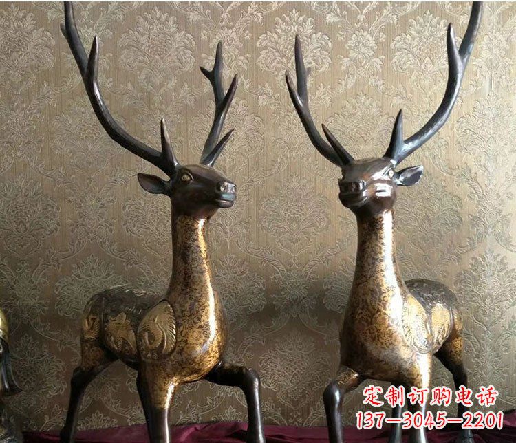 福建铜雕室内装饰动物鹿雕塑
