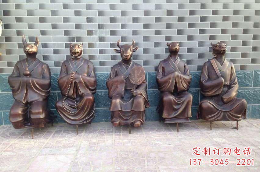 福建铜雕兽首人身十二生肖雕塑
