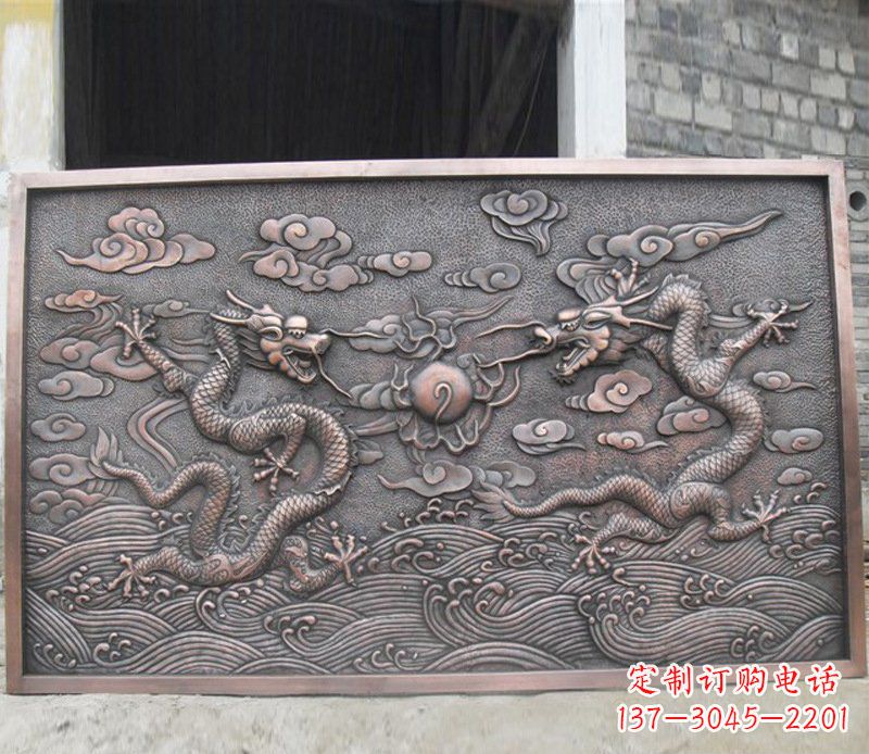 福建铜雕双龙壁画景观摆件