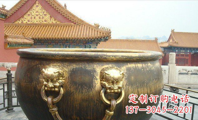 福建铜雕水缸寺庙景观雕塑 (2)