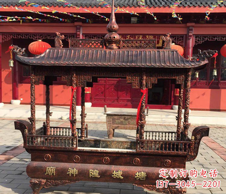 福建铜雕寺庙佛光普照香炉雕塑摆件