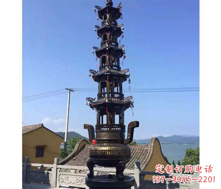 福建铜雕寺庙大型多层香炉
