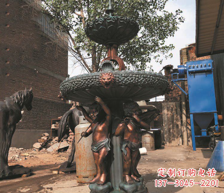 福建铜雕西方人物喷泉景观雕塑