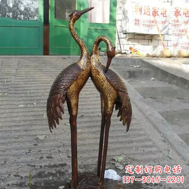 福建铜雕仙鹤夫妻