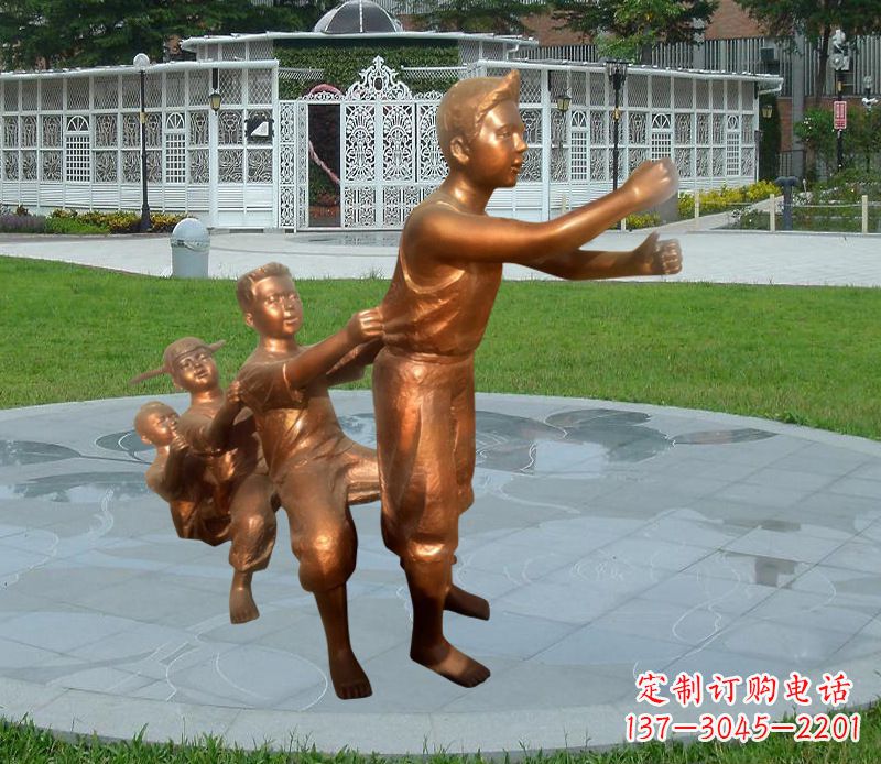 福建铜雕小区玩游戏儿童
