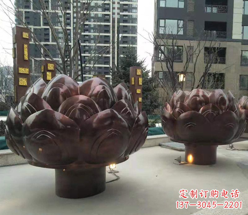 福建铜雕小区景观荷花