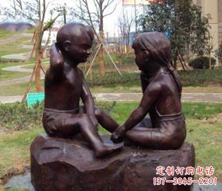福建铜雕小区玩游戏儿童雕塑
