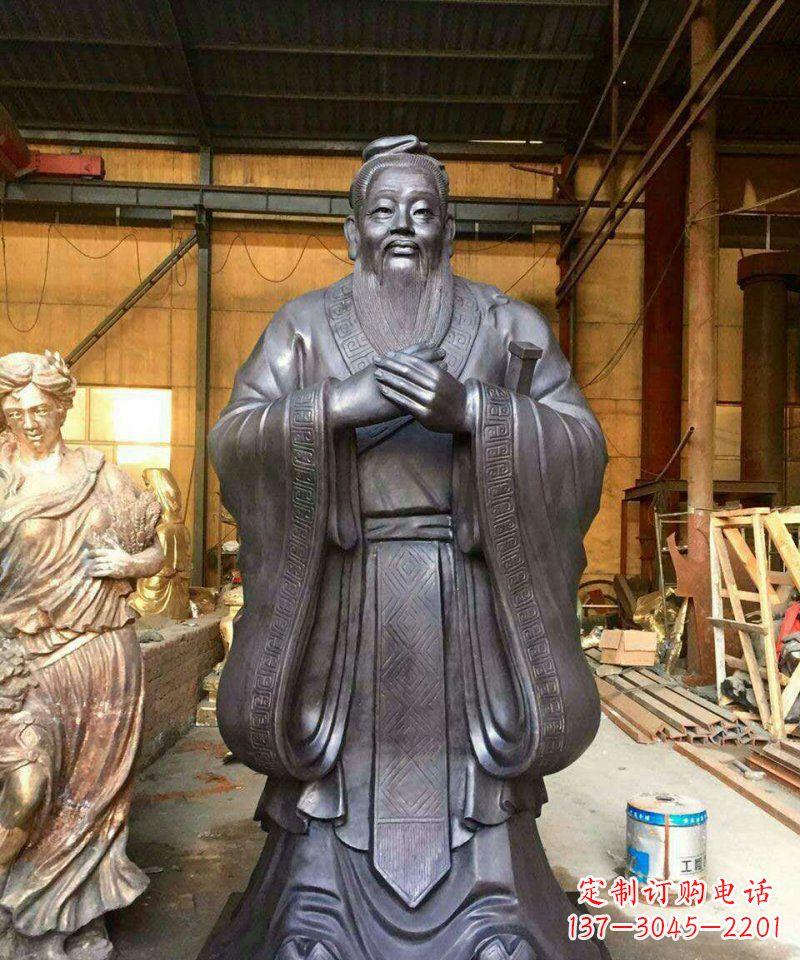 福建铜雕校园孔子人像雕塑