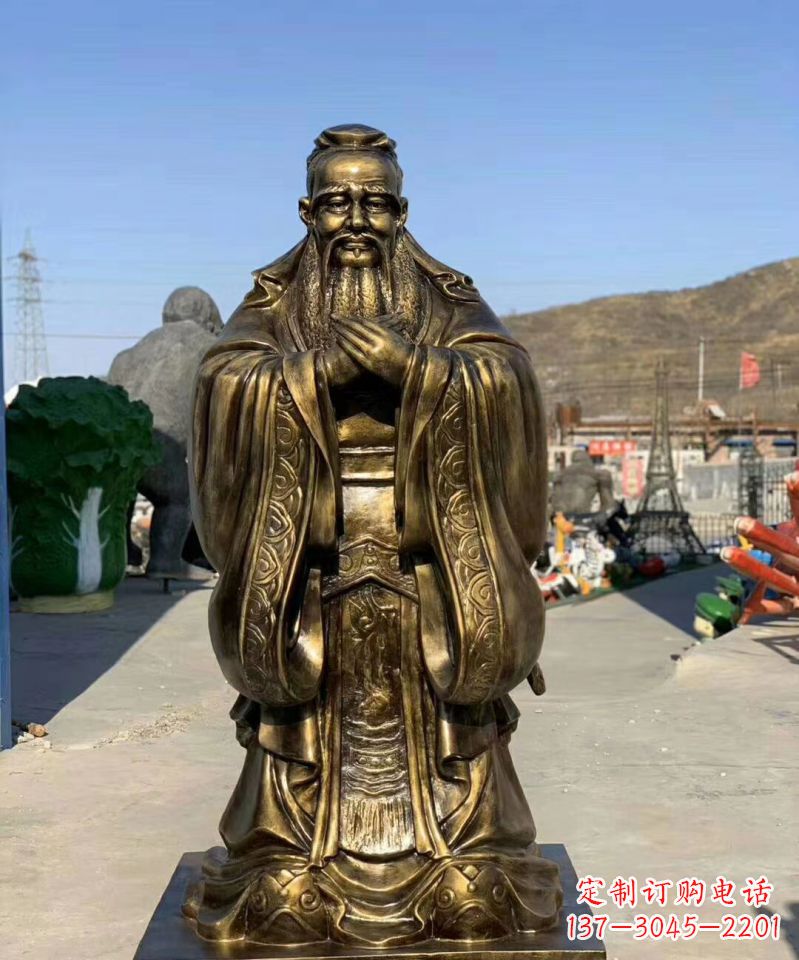 福建铜雕学校孔子人物雕塑